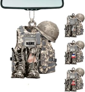 personalized military uniform ornament with boots and helmet