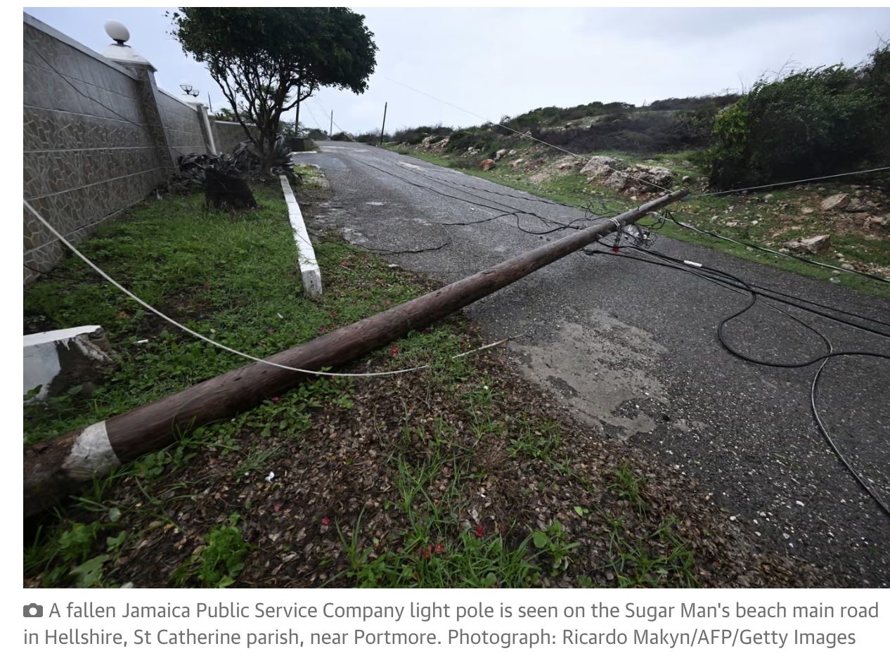 Hurricane Melissa fallen light pole Jamaica Karrueche Tran Hurricane Melissa prayers