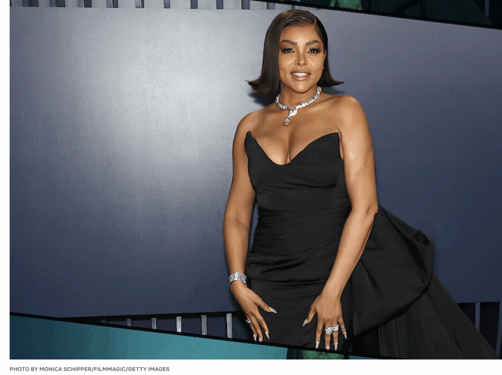 Taraji P. Henson Netflix Drama Tis So Sweet red carpet black gown
