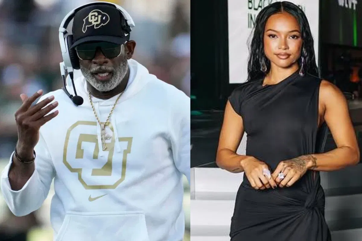 Deion Sanders and Karrueche Tran Hurricane Melissa prayers coaching photo