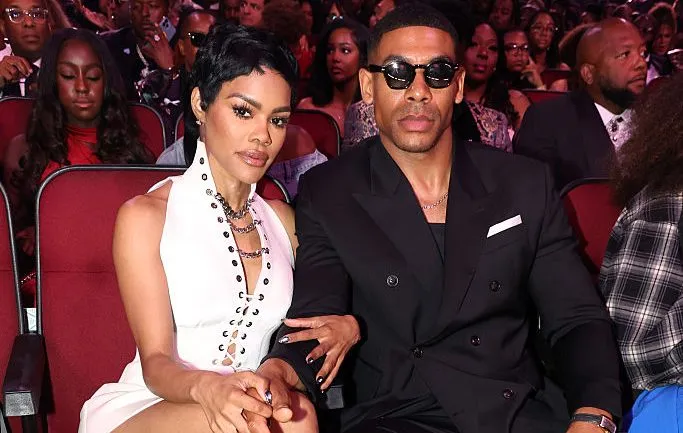 “Teyana Taylor Aaron Pierre together sharing a stylish, intimate moment.