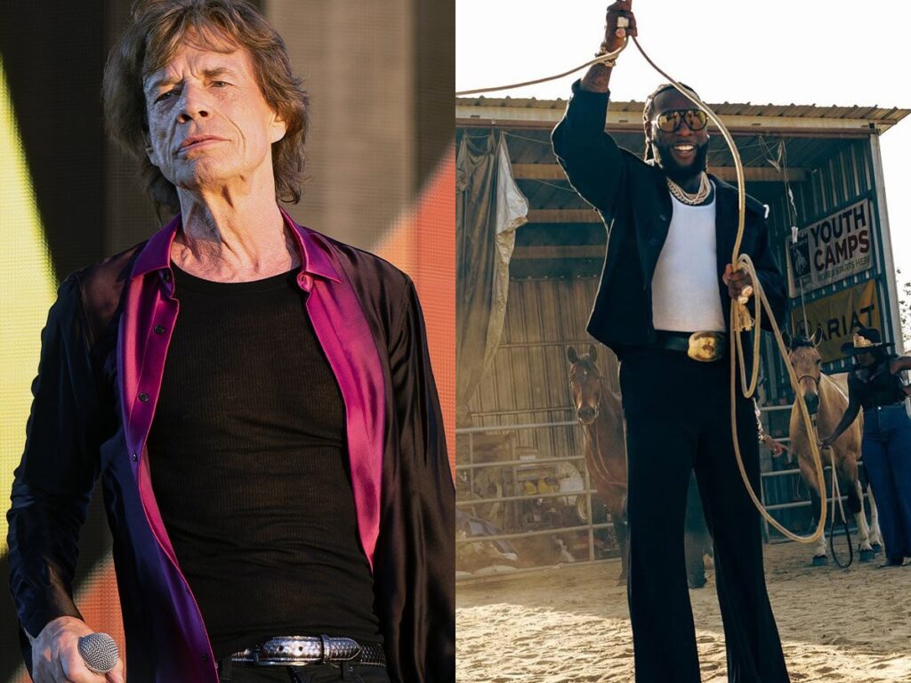 Burna Boy and Mick Jagger studio shot (alt: Naomi Campbell Mick Jagger Burna Boy collaboration 2025