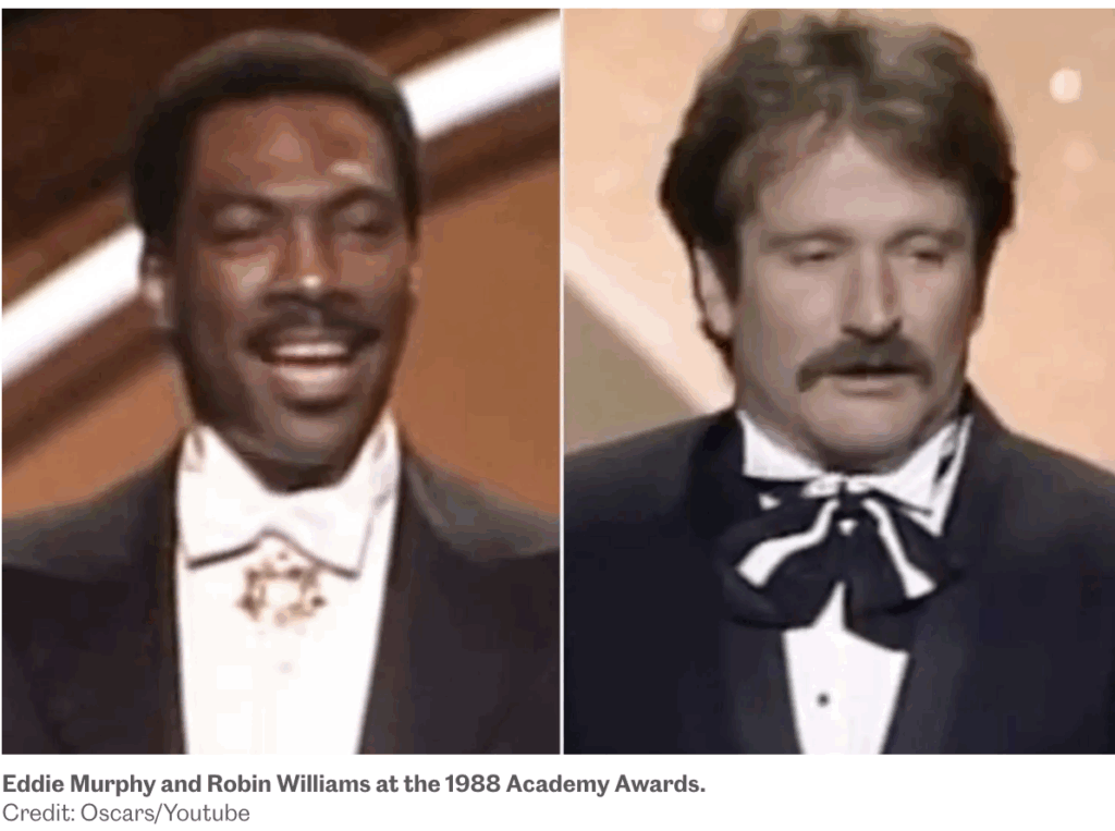 Eddie Murphy and Robin Williams at the Oscars