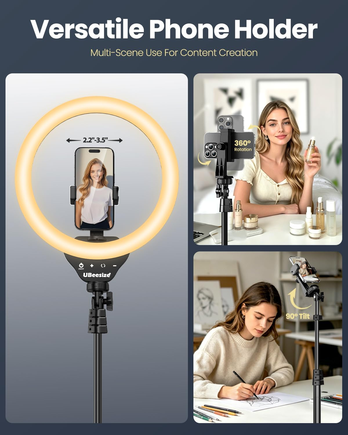 UBeesize LED Ring Light with Tripod Stand — KMOB1003 Visitor Signal Kit