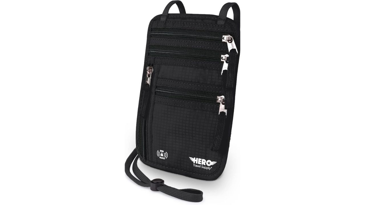 HERO RFID Blocking Neck Wallet Travel Passport Holder — KMOB1003 Visitor Signal Kit