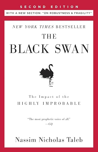 Book cover for The Black Swan: Second Edition: The Impact of the Highly Improbable, with a New Section On Robustness and Fragility, by Nassim Nicholas Taleb.