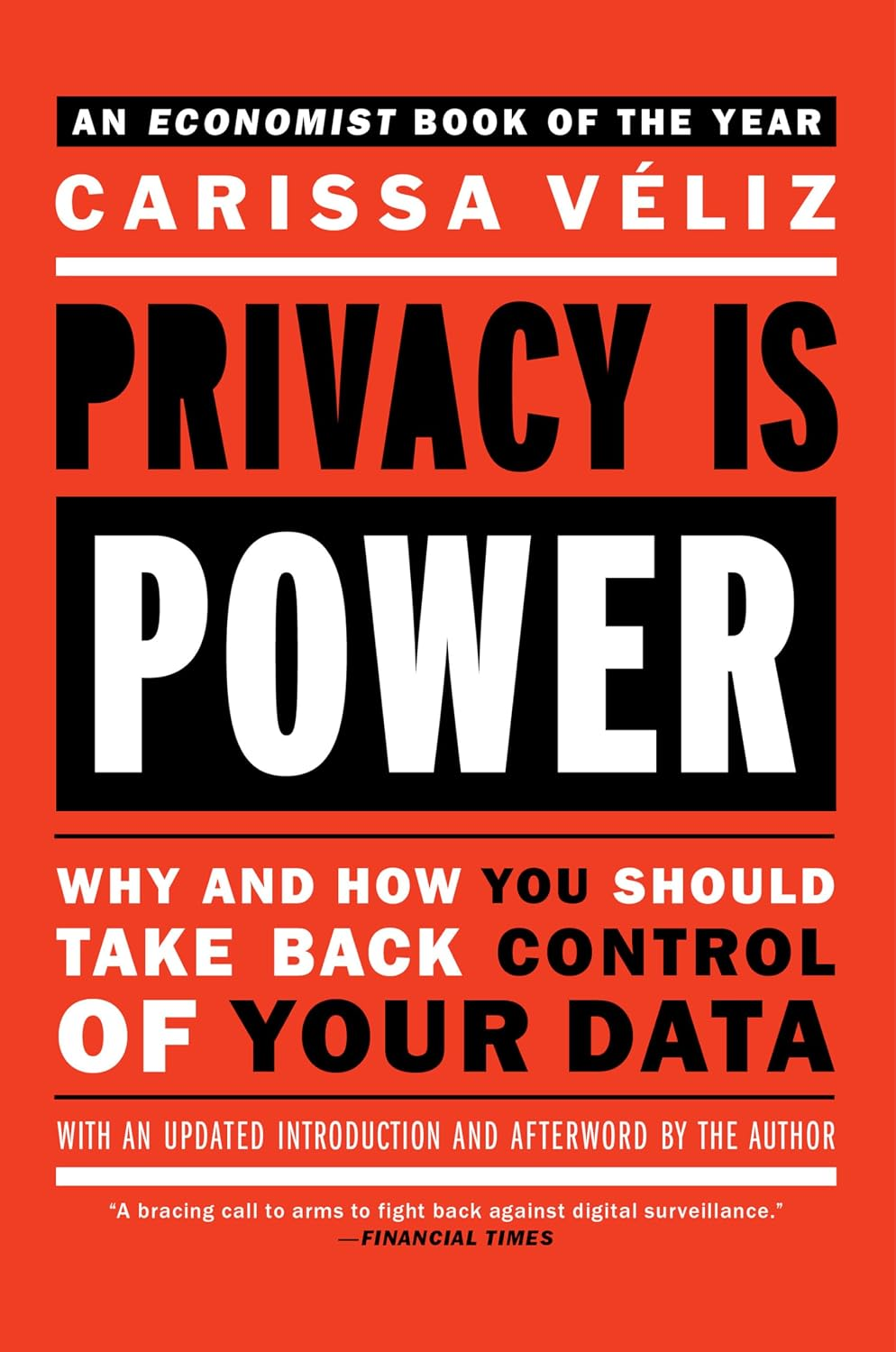Book cover for Privacy Is Power: Why and How You Should Take Back Control of Your Data by Carissa Veliz.