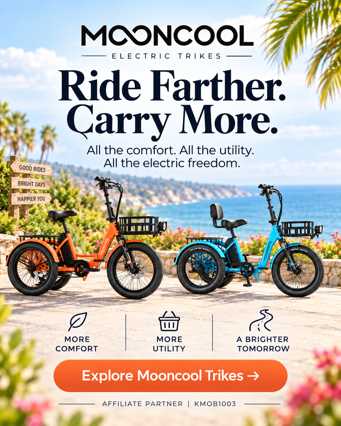 Mooncool electric trike affiliate advertisement