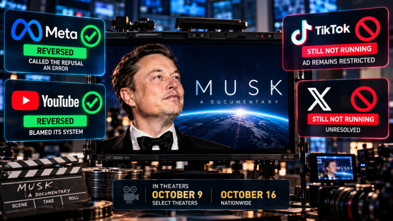 Four Platforms Refused the Musk Documentary Ad. Two Have Since Reversed.
