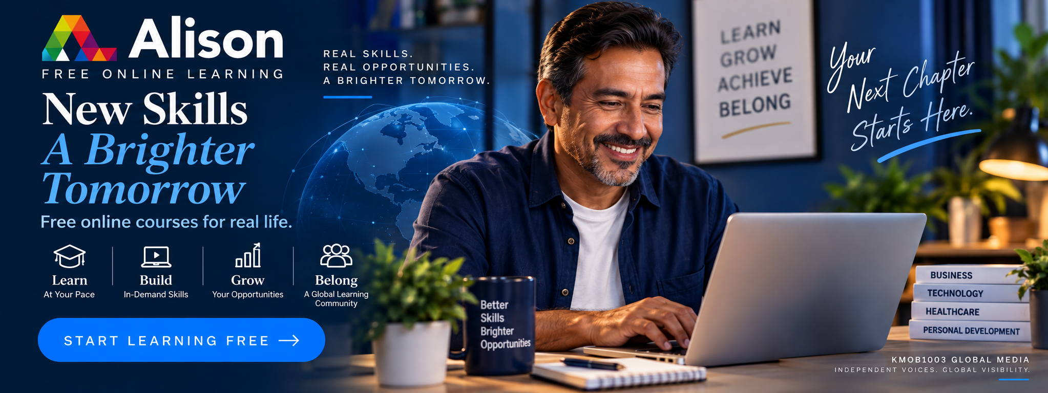 Alison affiliate advertisement for free online courses and professional certification