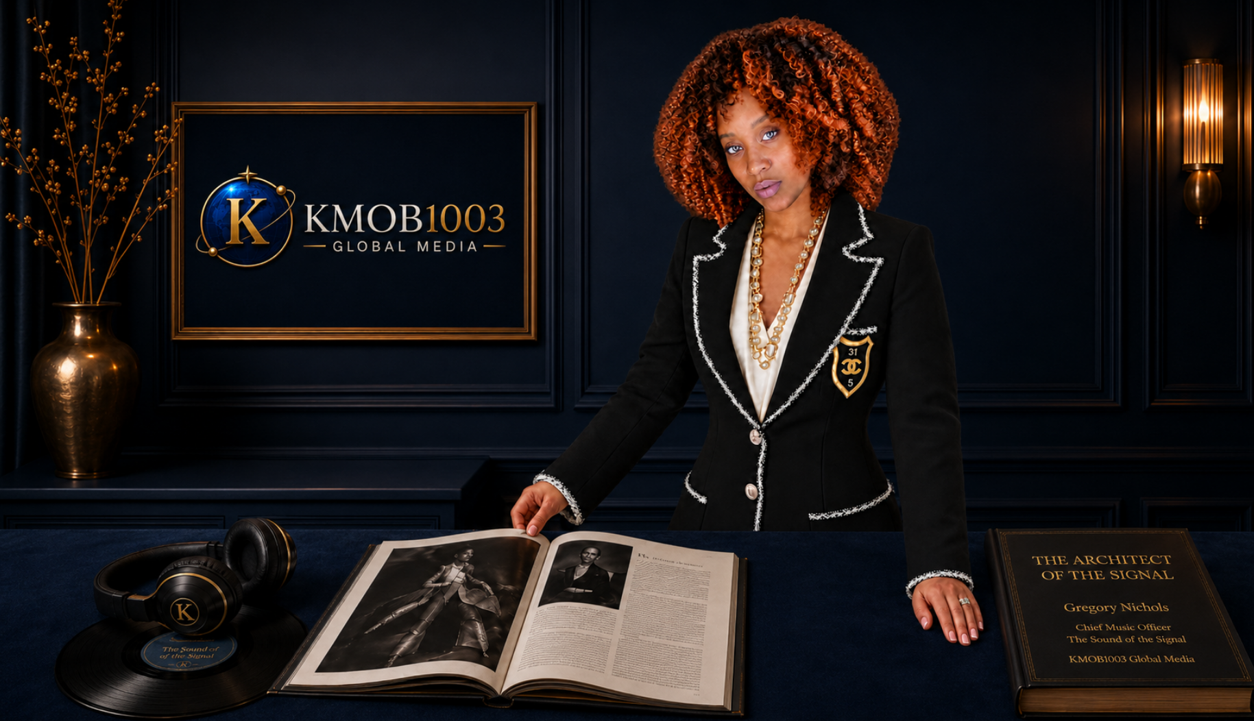 Pamela F. Nichols in the KMOB1003 Deep Blue Room