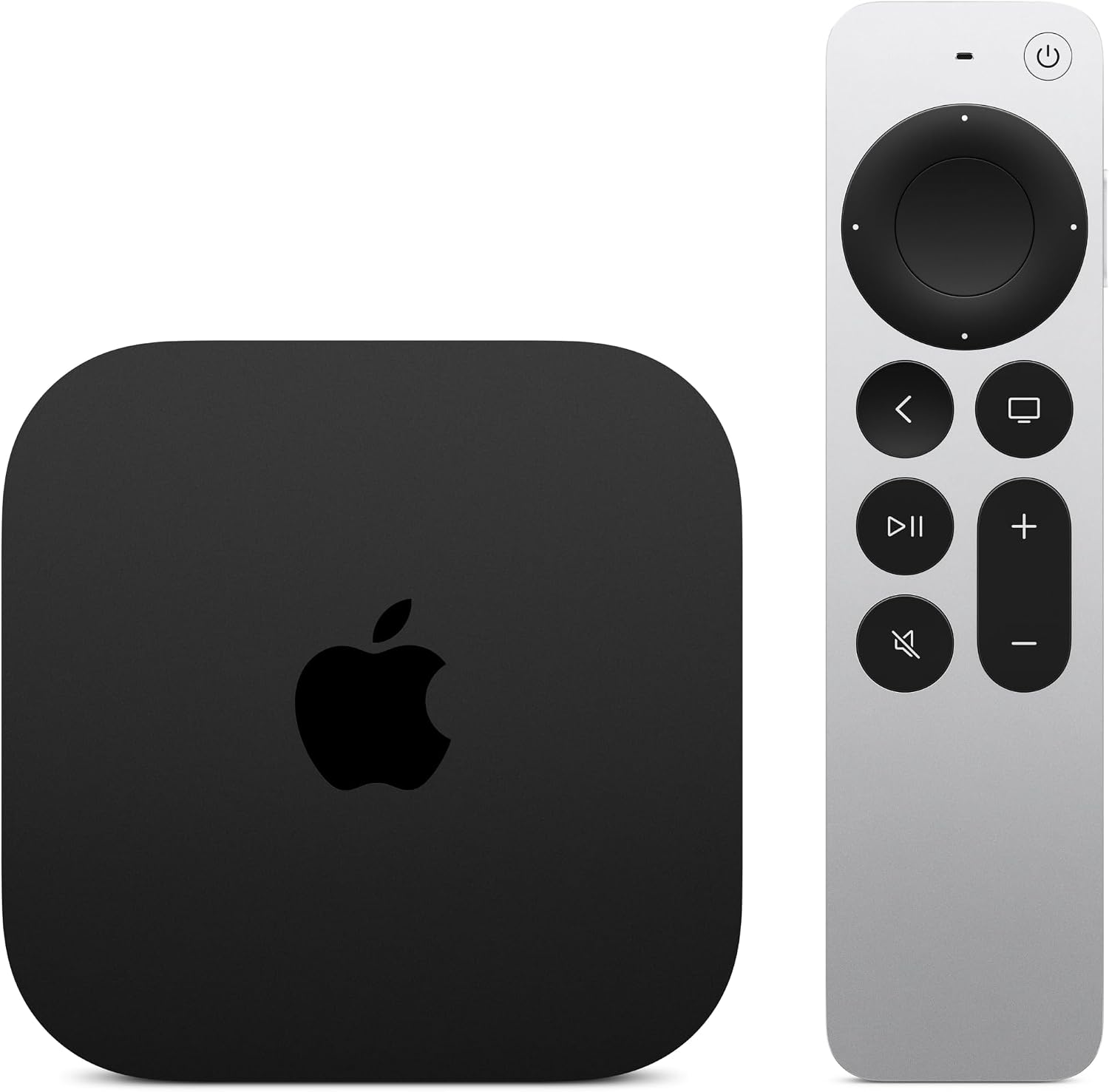 Apple TV 4K, one of the new Apple smart home products, a fourth-generation streaming box shown beside the Siri Remote