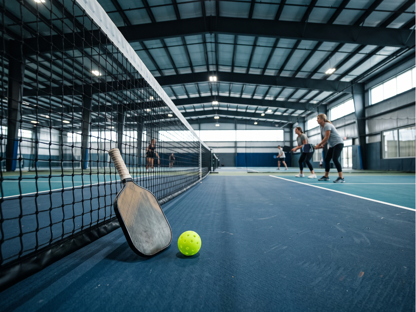 The Picklr Bankruptcy | Legacy & Insights Afternoon Edition — October 14, 2026 The Picklr bankruptcy featured image showing a pickleball paddle and bright yellow ball beside the net on a blue indoor court, with players in the background.